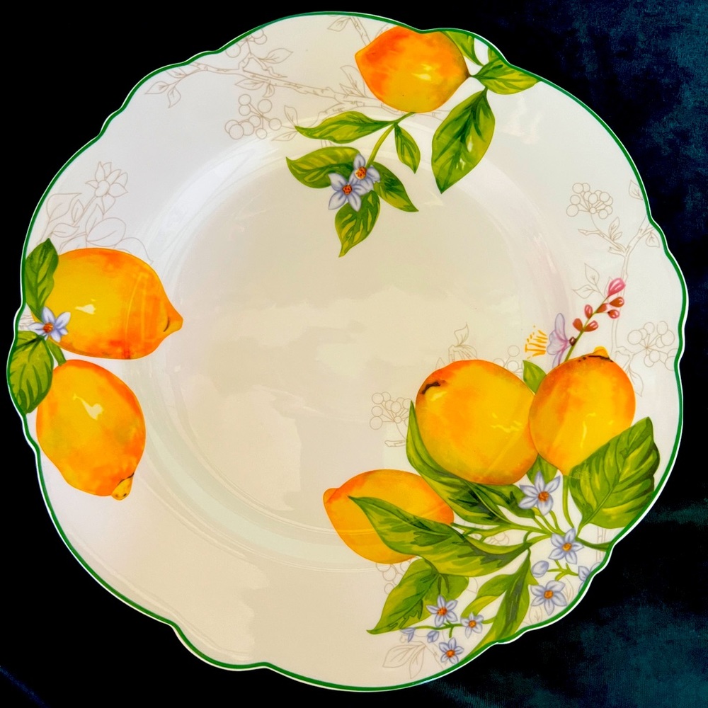 Grace Teaware 11" Lemon Garden Fine Porcelain Dinner Plates, Set of 6